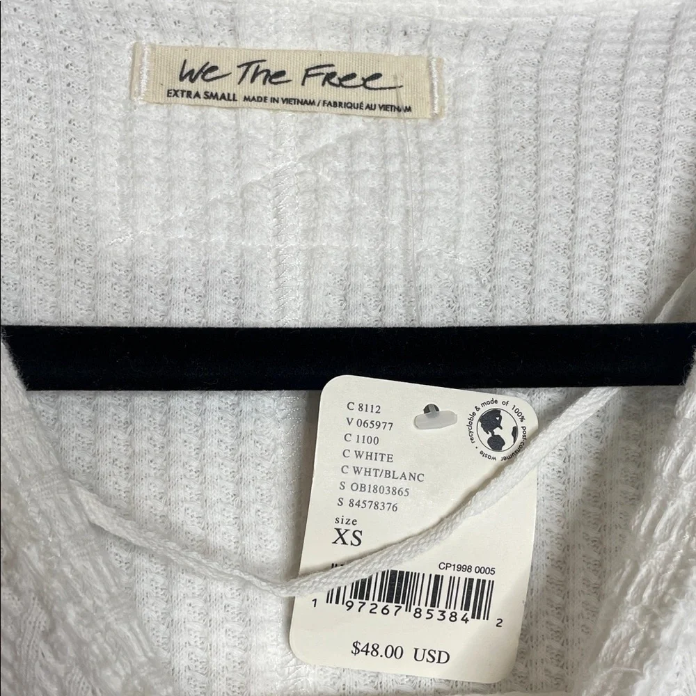 Free People | Women’s White Roll With It Long Sleeve Thermal Top Size XS NWT